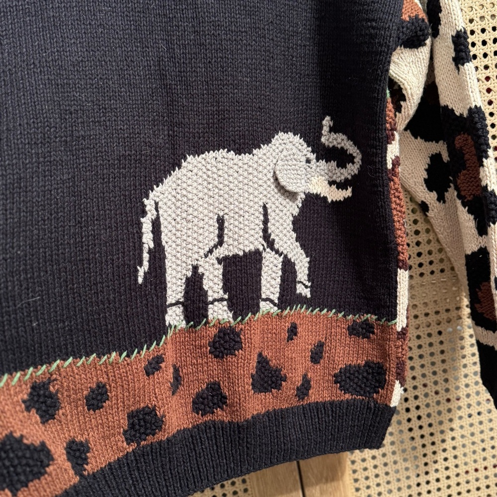 Vintage BELLE POINTE  LION King Animals Jungle Zoo  Sweater Cardigan  Size L - Picture 11 of 14